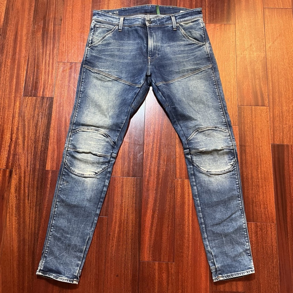 G-Star RAW Jeans Mens 34x32 (36x33) Denim 5620 3D Skinny Biker Moto Grunge Fade